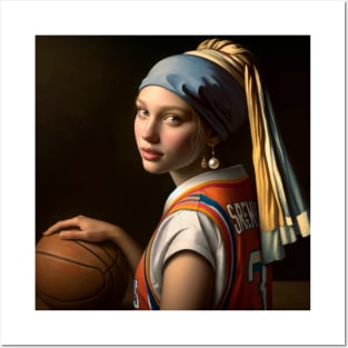 Court Elegance: Pearl Earring Girl's March Madness Posters and Art